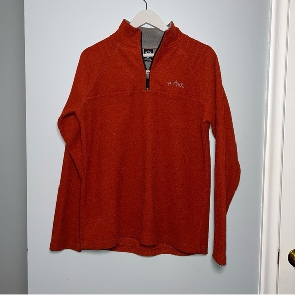 Y2K Vintage PrAna quarter zip knit red pullover jacket gorpcore - Picture 1 of 8